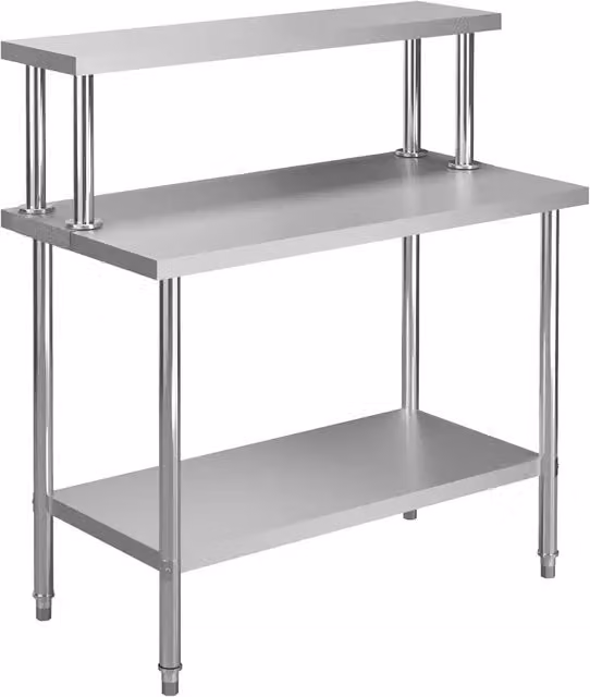 Tavolo Lavoro Cucina con Mensola 120x60x120 cm in Acciaio Inox 3054468