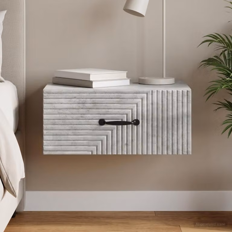 vidaXL Mobiletto da notte sospeso moderno Grigio Cemento L: 49 cm, P: 34,5 cm, H: 20 cm