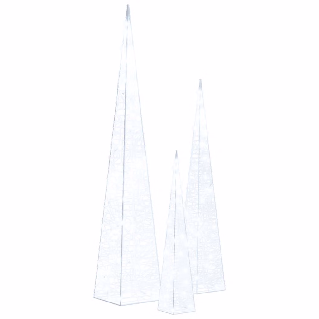 Set Coni Luce LED Decorativi Acrilici Bianco Freddo 30/45/60cm
