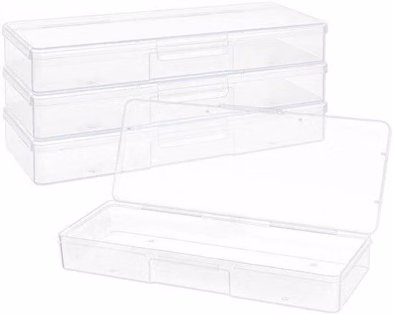 Set di contenitori in plastica, composto da 4 contenitori rettangolari per la conservazione di gioielli e accessori per hobby e artigianato