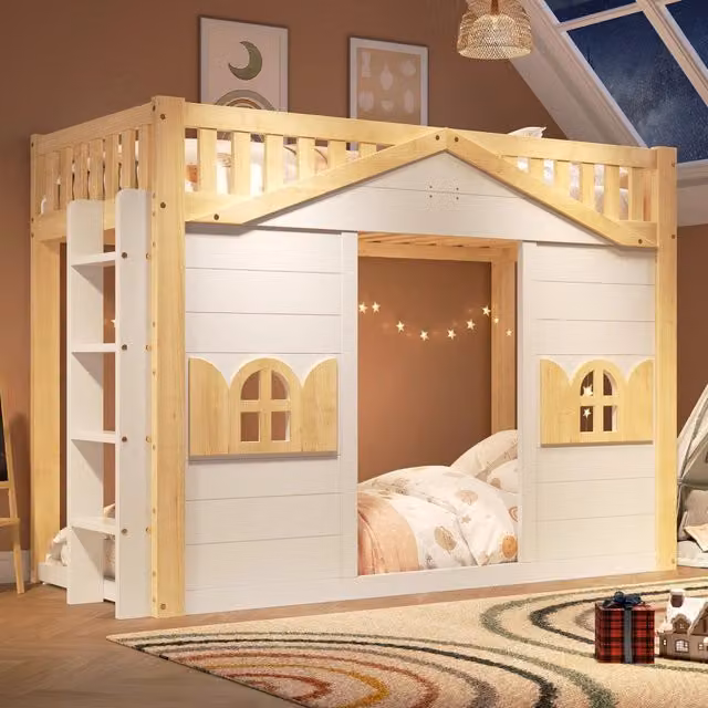 letto a castello in pino bianco 95.5 x 211 cm