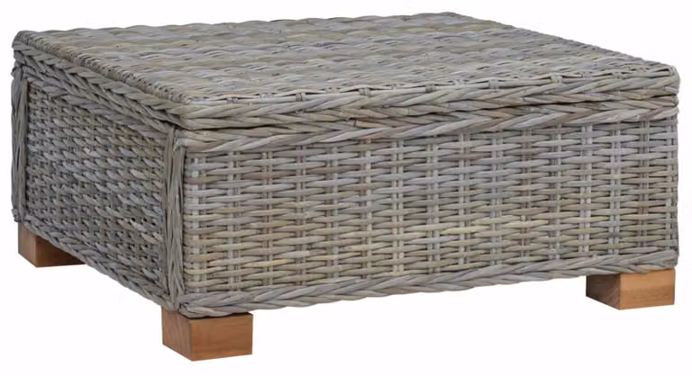 Tavolino da conferenza GENDT, rattan naturale, colore grigio Kuba