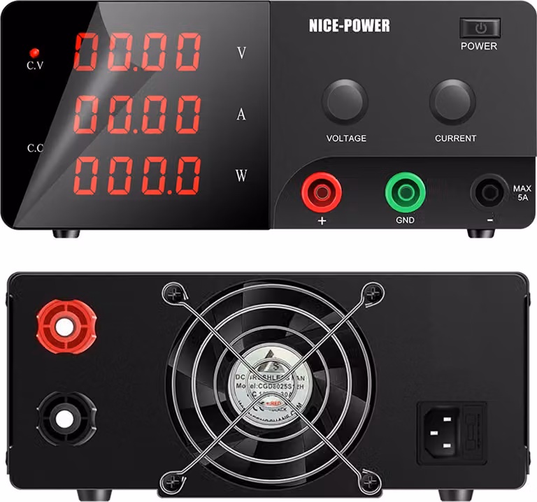 Alimentatore da banco per laboratorio ad alte prestazioni, stabilizzatore di tensione, uscita di corrente regolabile, NERO, 220V, 100V 5A