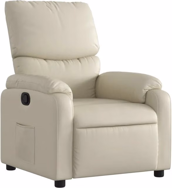Poltrona Relax Reclinabile Moderna in Similpelle Beige con Braccioli