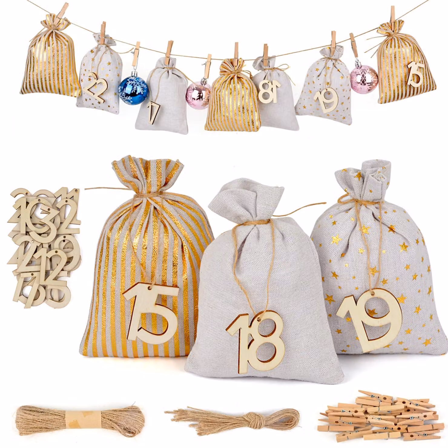 Calendario dell'Avvento, dimensioni 13x18 cm, 24 scomparti, da personalizzare e riempire