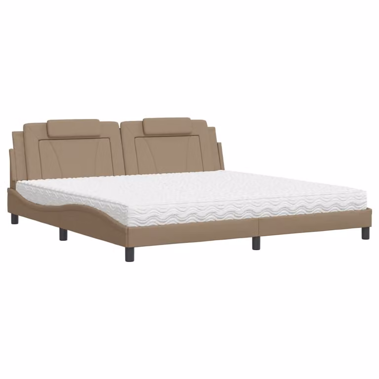 Letto Viana con Materasso Cappuccino 200x200cm Pelle finta