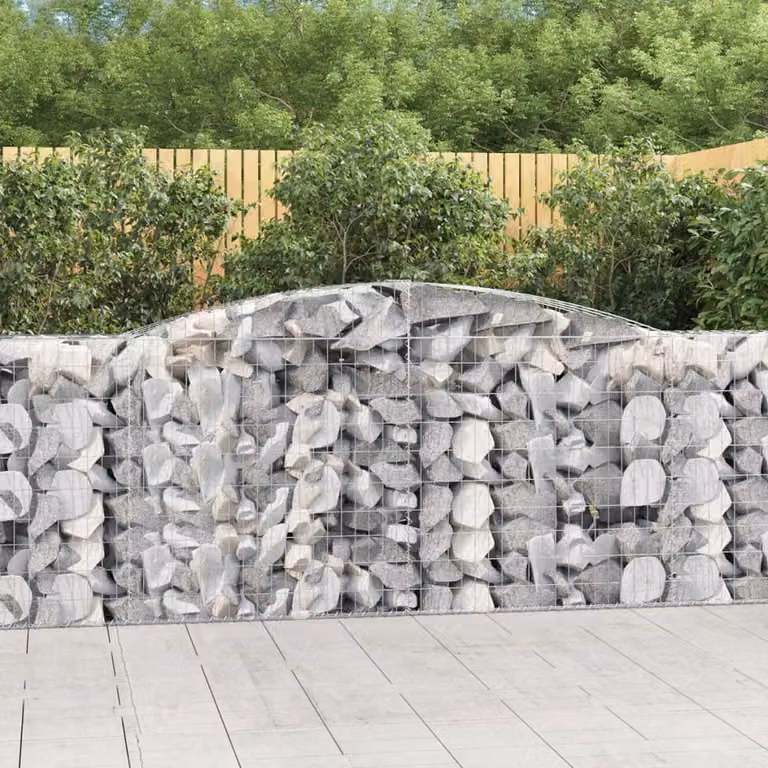 Set di 6 Cesti Gabbioni ad Arco vidaXL in Acciaio Zincato Grigio L: 400 cm, P: 50 cm, H: 100/120 cm