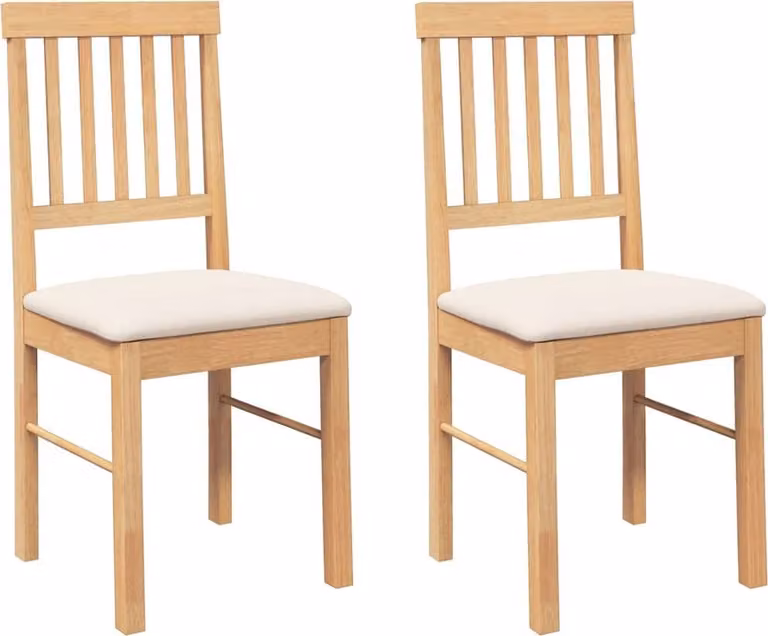Sedie da Pranzo con Cuscini 2 pz in Legno Massello di Hevea