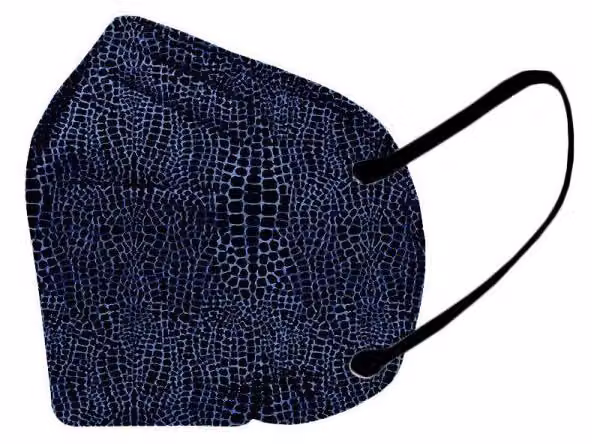 Mascherina FFP2 ultraleggera ceca, 5 pezzi - Blu, motivo pelle di coccodrillo