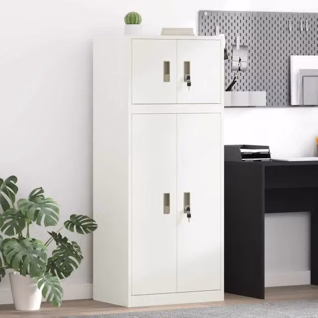 Armadio 2 pz Bianco 60 x 40 x 145 cm Acciaio Bloccabile 3438698