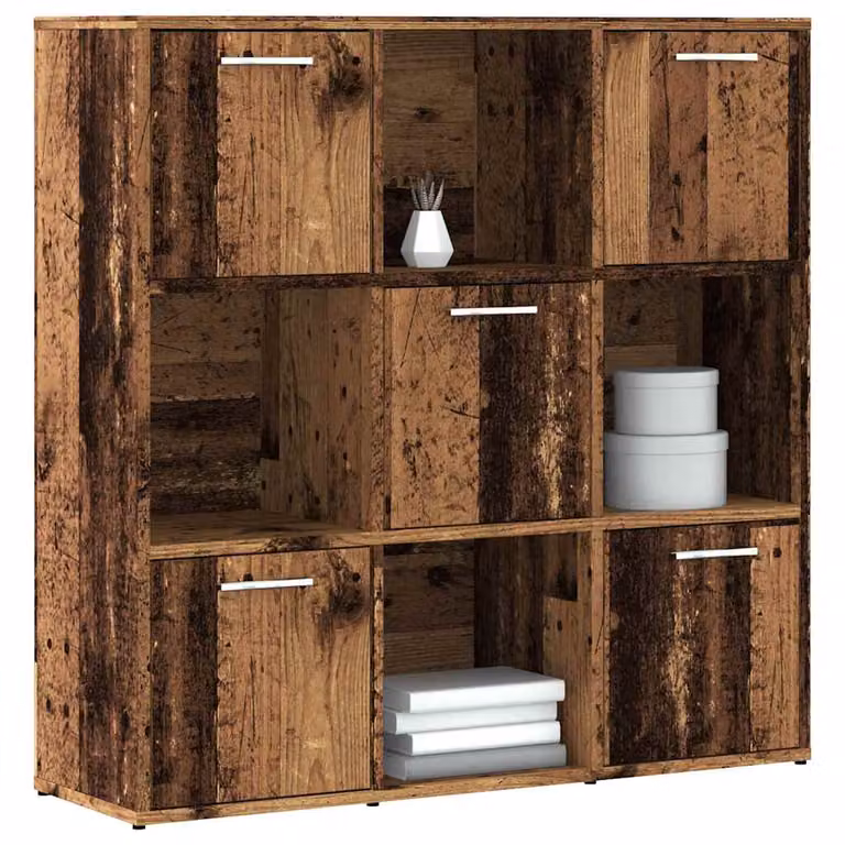 Libreria a cubo stile industrial vidaXL in legno e metallo marrone L 90 cm x P 28 cm x H 90 cm