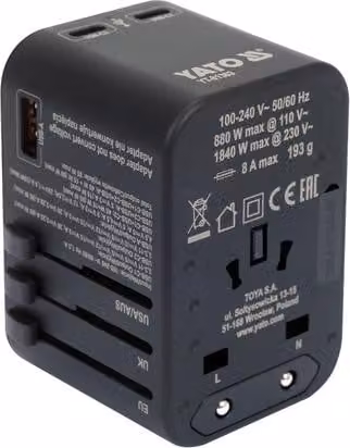 Adattatore Da Viaggio Universale Usb-C Pd 65 W - Yt-81303