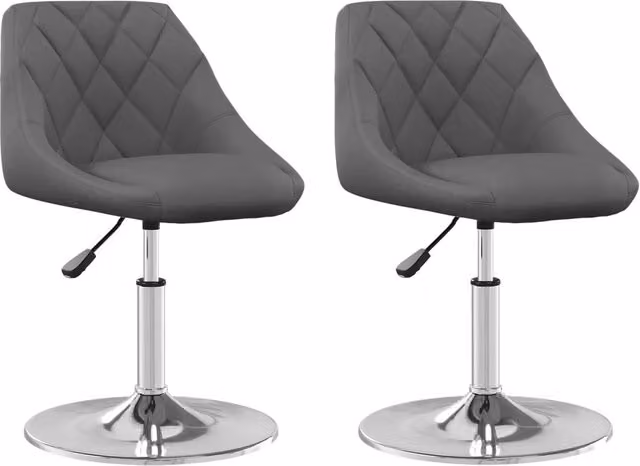 Set di 2 sedie da pranzo girevoli a 360 gradi in velluto grigio con design moderno per cucina e sala da pranzo