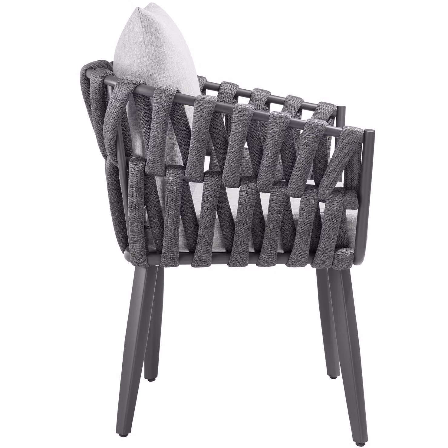 Set Lugano TecTake con design intrecciato in alluminio verniciato a polvere e piano in vetro, colore antracite/grigio – 4