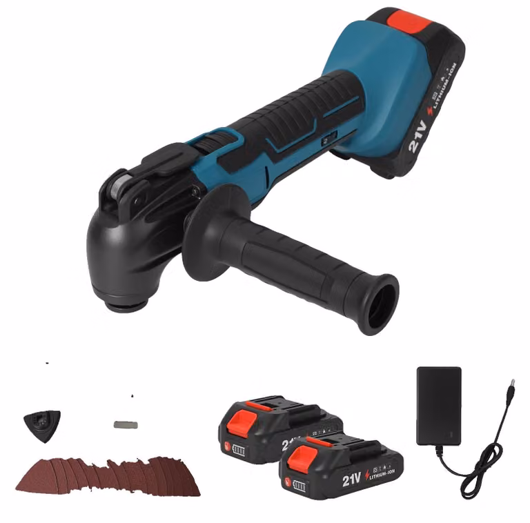 Multitool a batteria con oscillazioni, 6 livelli di velocità, sistema di cambio rapido delle lame, 2 batterie
