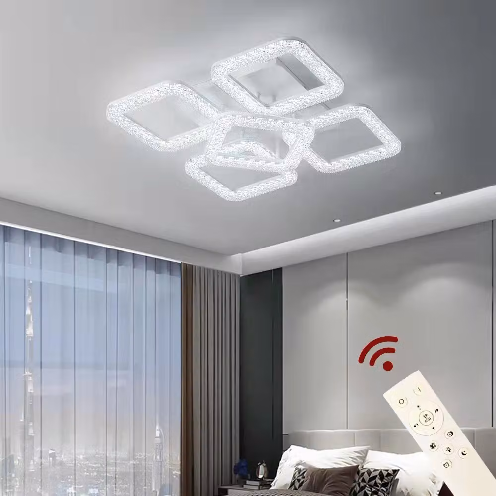 Lampada da soffitto a LED DF-4+1 Apparecchio di illuminazione a soffitto da 54 cm Lampada con telecomando Colore della luce/luminosità regolabile Lampada da soffitto dimmerabile Lampada da soffitto a LED