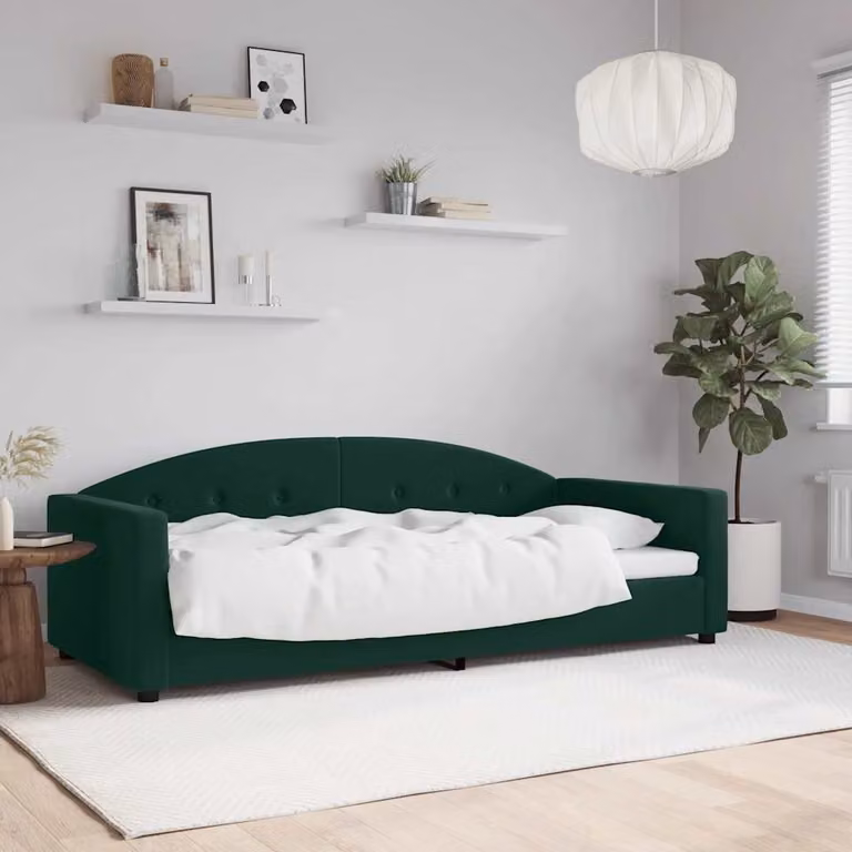 Letto da giorno vidaXL in velluto verde con struttura in legno e metallo, L/P/H: 200 x 90 x 75 cm