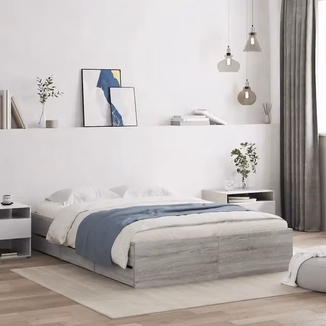 Giroletto Cassetti-Struttura Letto con contenitore Grigio Sonoma 120x190 cm Legno Multistrato 784028