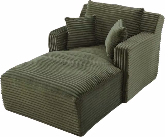 Divano Chaiselongue in Cord moderno, poltrona relax e divano letto senza montaggio per soggiorno, ufficio e appartamenti