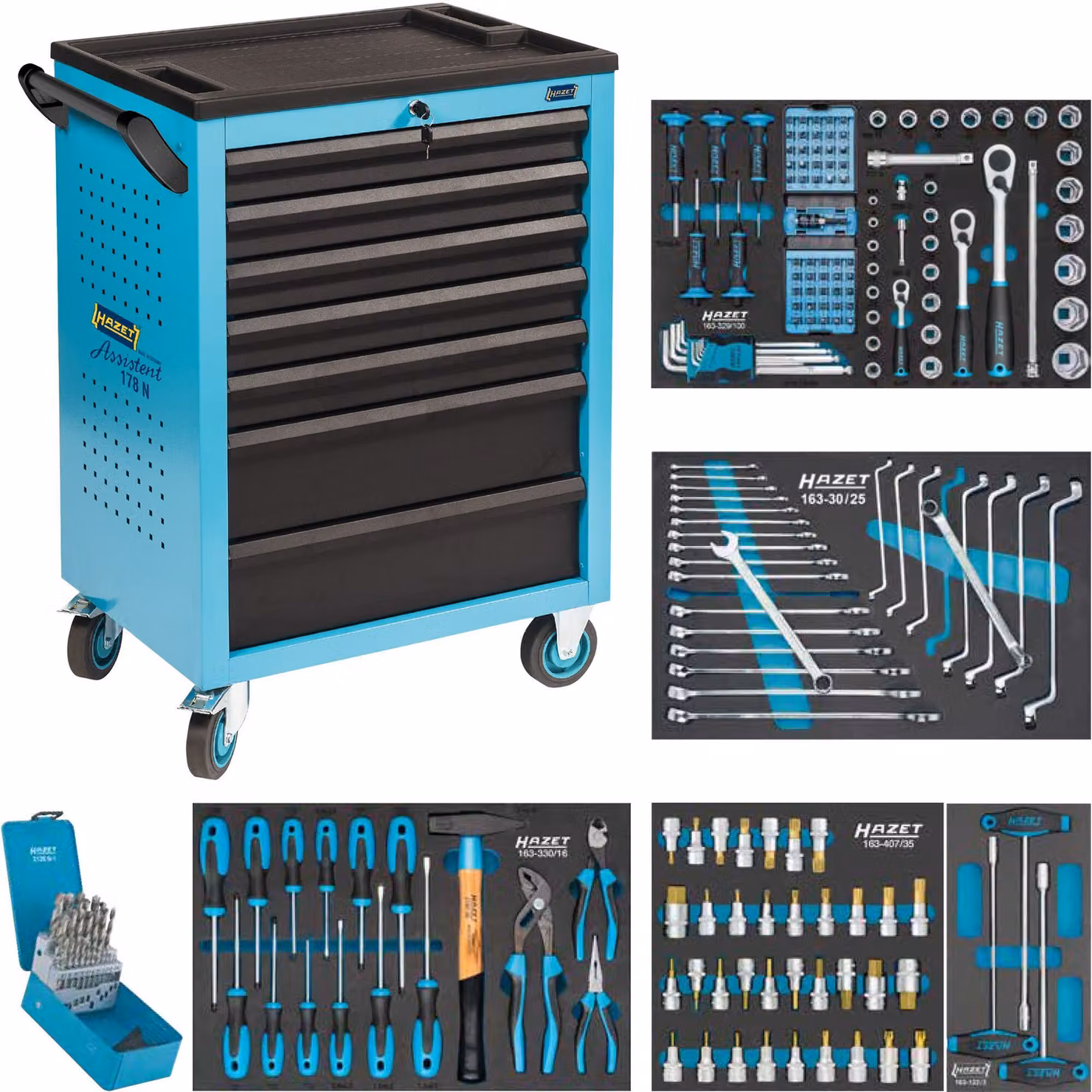 Carrello da officina completo 178N-7/204, 204 pezzi, Hazet | 4000896228072