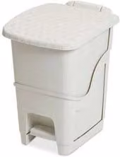Set di 10 Pattumiere con Pedale in Rattan Bianco Dea Home, Capacità 18 l, H 40 cm x L 35 cm x P 28 cm