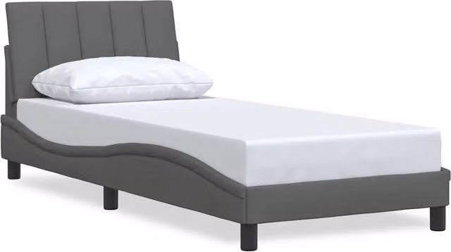 Letto singolo | Letto per adulti | Giroletto senza Materasso Hanko Grigio Scuro 90x200 cm Tessuto
