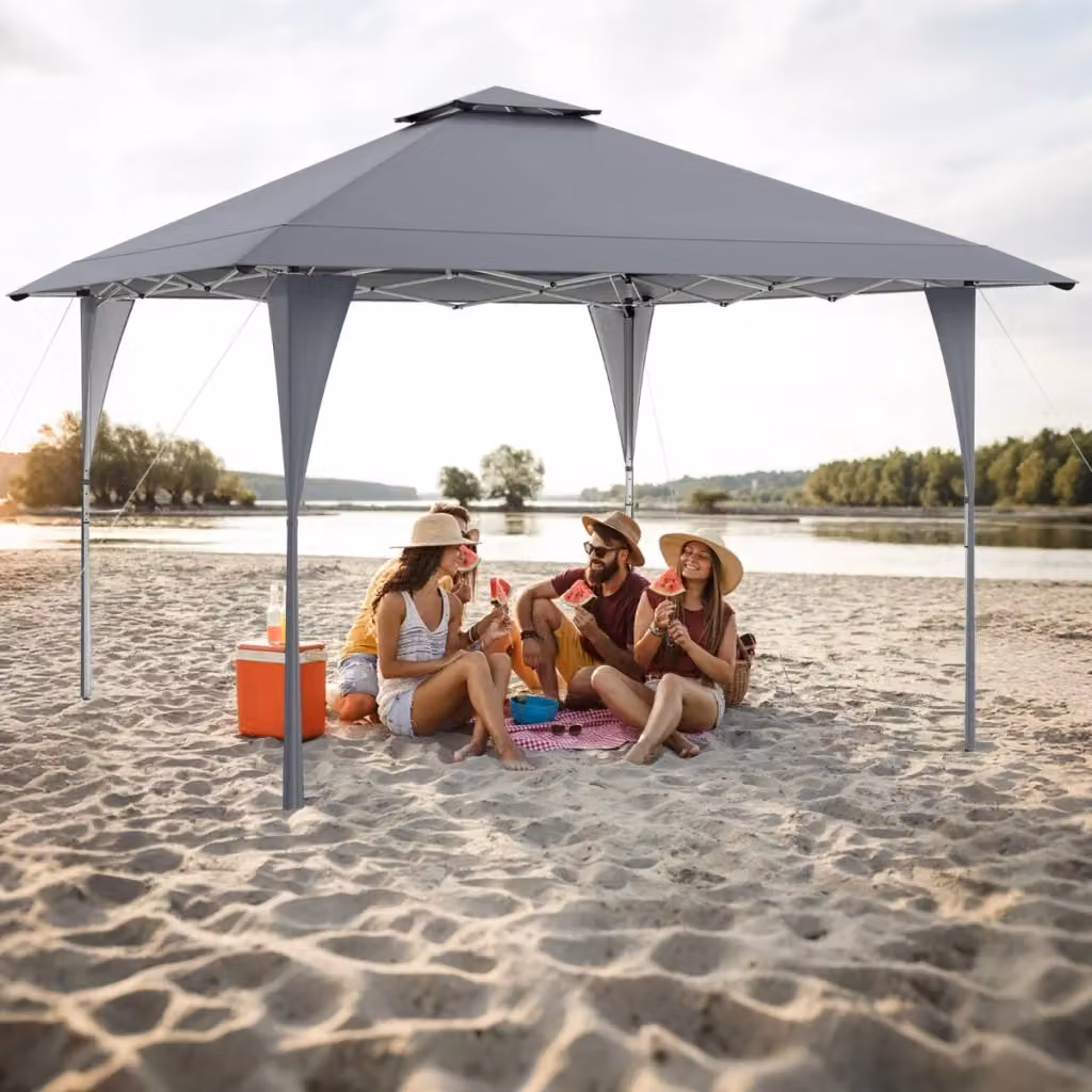 Tenda da gazebo con tetto ventilato e borsa per il trasporto, riparo istantaneo regolabile Grigio L/P: 390 x 390 cm – 2