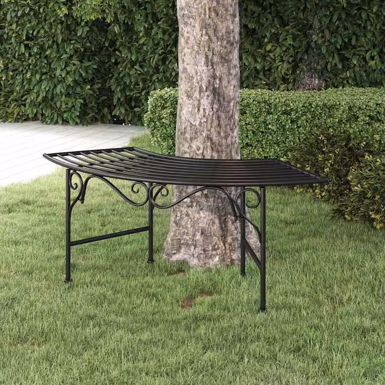 Panchina per Albero vidaXL in Acciaio Verniciato Nero L: 113 cm