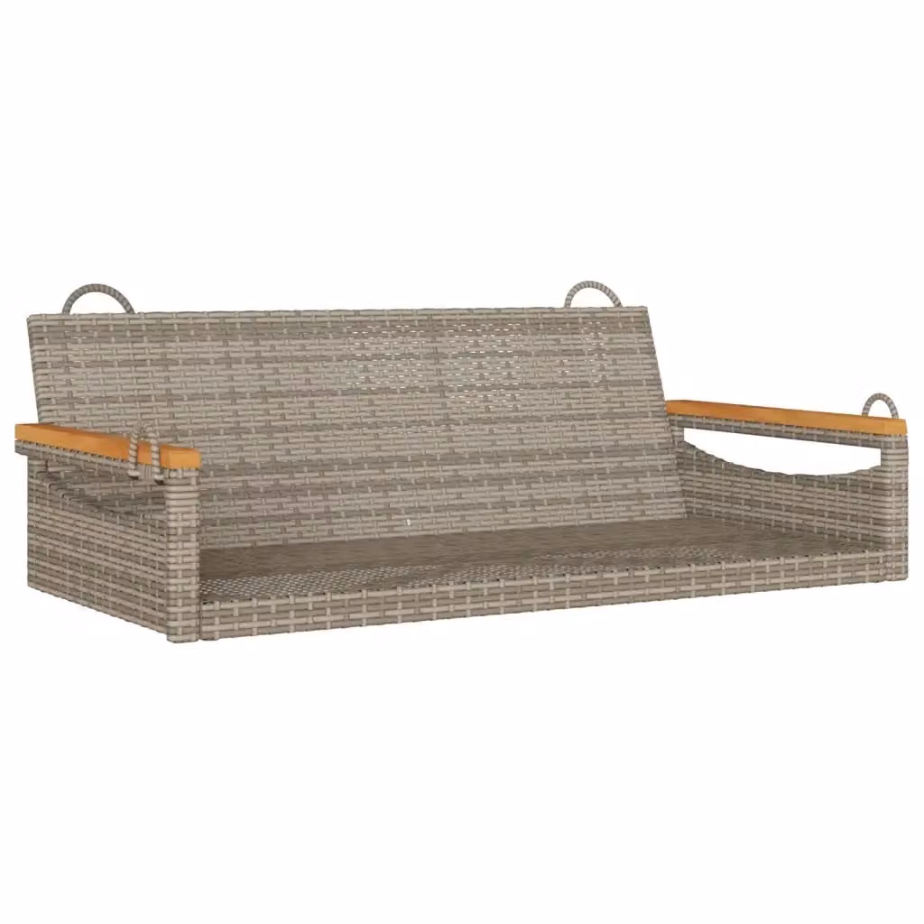 vidaXL Panchina Dondolo Moderna in Polyrattan Grigio con Braccioli L: 109 cm, P: 62 cm, H: 40 cm – 2