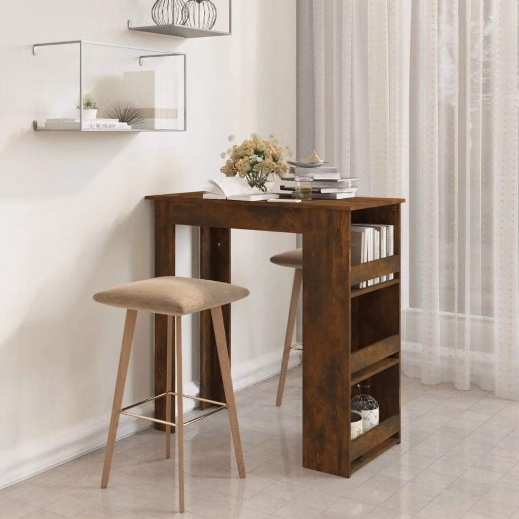 Maison Exclusive - Tavolo da bar con ripiano in rovere affumicato 102x50x103,5 cm Materiale ligneo