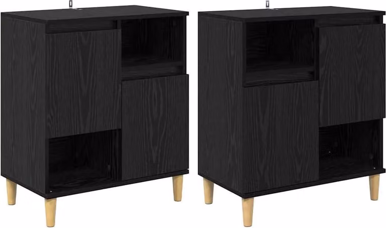 Sideboards 2 pcs Rovere Nero 60 x 35 x 70 cm Legno multistrato