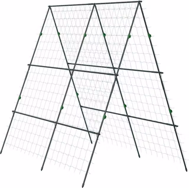 Graticcio Outsunny con rete protettiva per piante in acciaio, regolabile in altezza e larghezza, verde, L: 100 cm, P: 180 cm, H: 180 cm
