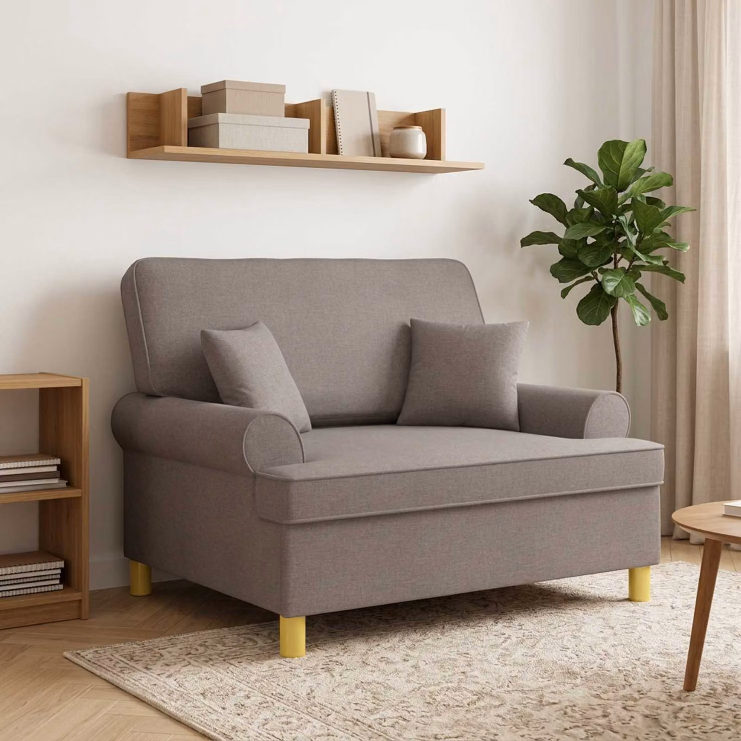 Poltrona XXL vidaXL con cuscini in tessuto beige e grigio per il relax in soggiorno o camera da letto