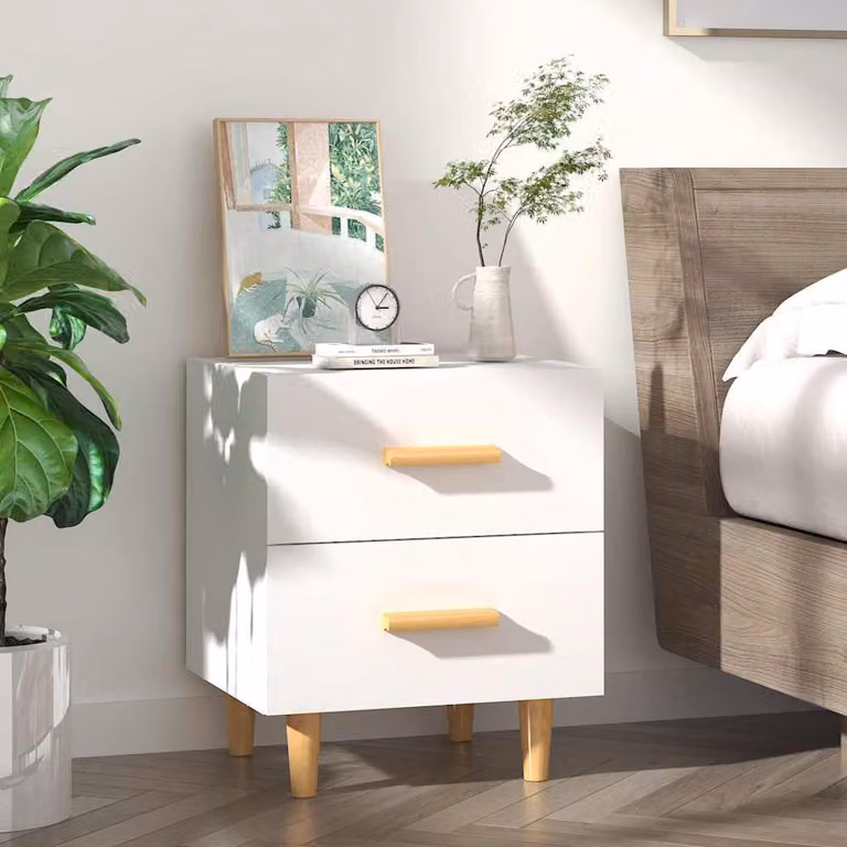 Comodino bianco in stile scandinavo vidaXL L: 40 cm, P: 35 cm, H: 47,5 cm