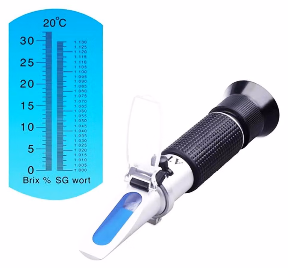 Rifrattometro Brix da 0 a 32 %, con compensazione automatica della temperatura (ATC), doppia scala, per birra e vino