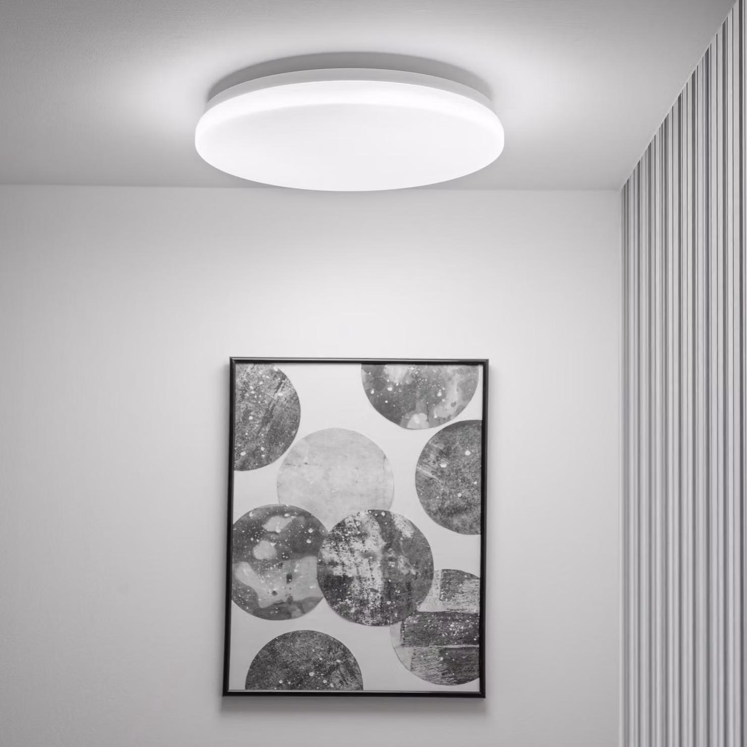 LUMILED LED plafoniera 24W 2500 Lm plafoniera 4000K bianco neutro 34cm bianco rotondo con rilevatore di movimento e telecomando rotondo piatto soggiorno moderno