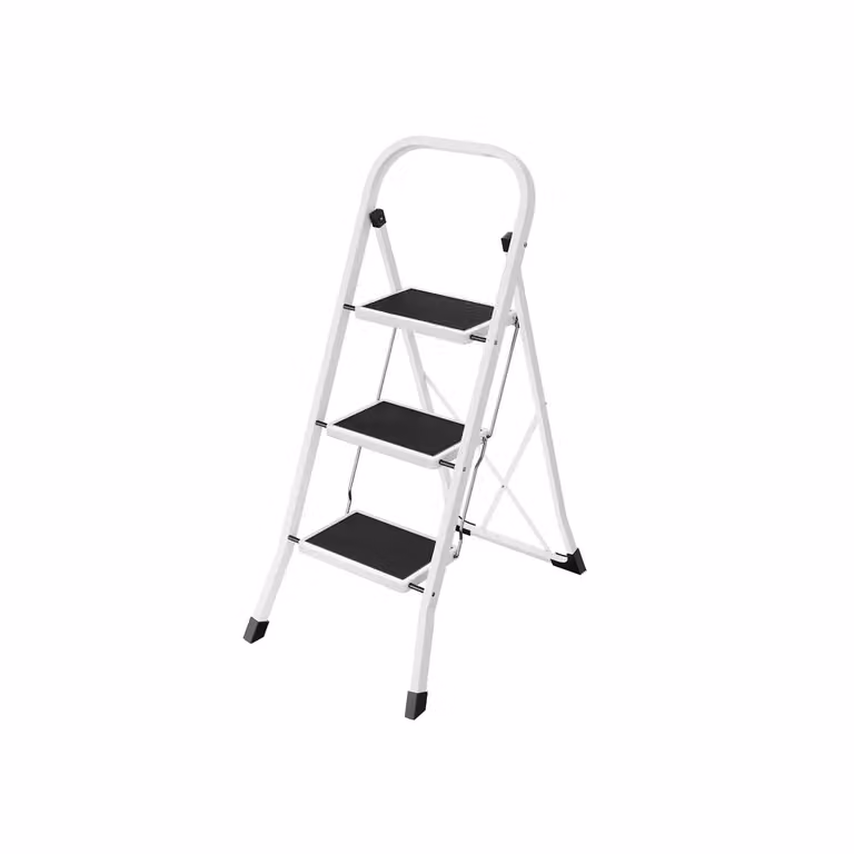 Scaletta Pieghevole a 2 Gradini, Bianco Semplice / 3 Gradini（46,5 x 74,5 x 105 cm）
