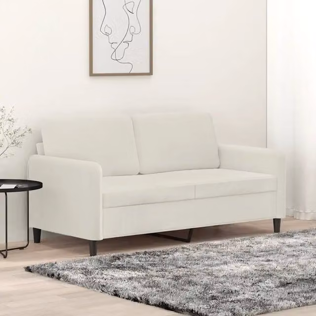 Divano a 2 posti moderno vidaXL in velluto beige e bianco con struttura in metallo per il tuo soggiorno