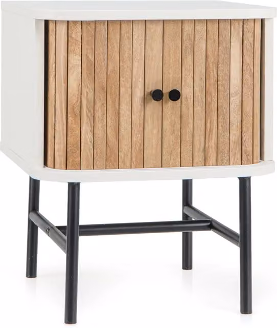 Tavolino con ante scorrevoli 40 x 39 x 49 cm pratico spazio di archiviazione design moderno in legno bianco 20_0013925