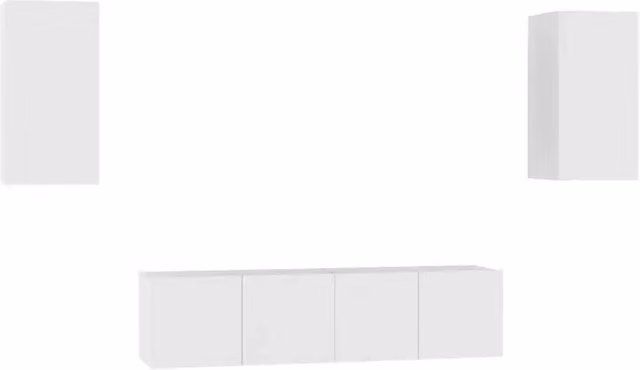 Set Mobili Porta TV 4 pz | Armadietto TV | Mobile Porta TV Bianco in Legno Multistrato