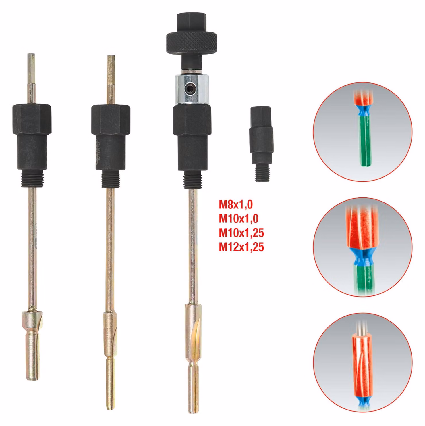 KS TOOLS MASTER 3 in 1 set di alesatori per candelette 9 pezzi - 152.1120