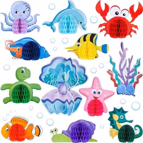 Set decorativo Ocean, 12 pezzi, blu e bianco