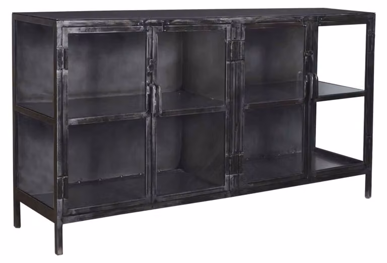 Credenza FURNLUX Rift antracite 180 cm / Colore principale: nero / Dimensioni: 180 x 92 x 40 cm