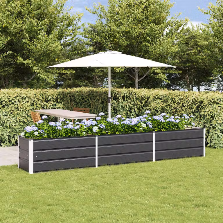 Fioriera vidaXL in acciaio zincato colore antracite L: 290 cm, P: 50 cm, H: 45 cm