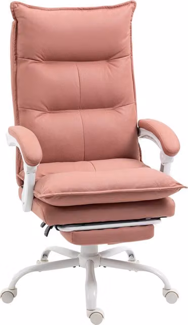 Poltrona da ufficio massaggiante e riscaldante Aosom Italy con schienale reclinabile e altezza regolabile, Rosa, L: 66 cm, P: 74 cm, H: 121,5 cm – 1