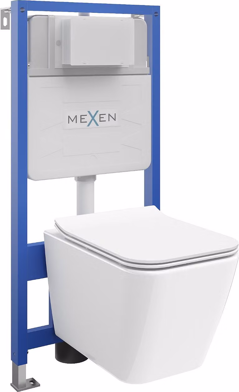 Mexen set da incasso WC telaio Fenix Slim con vaso WC Cube e sedile a chiusura rallentata, bianco lucido - 61030924000
