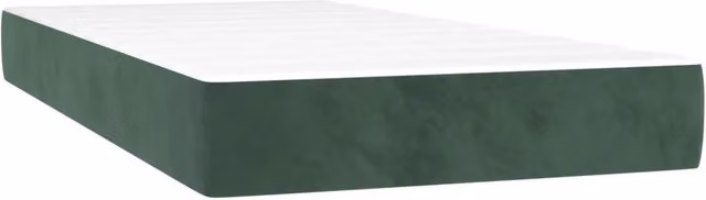 Materasso Ibrido a Molle Insacchettate con Rivestimento in Velluto Verde Scuro e Bianco, L/P/H: 90 x 190 x 20 cm