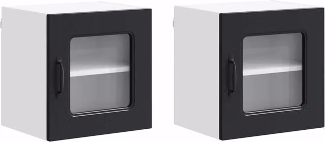 Set di 2 pratici pensili da cucina 40 x 31 x 40 cm in legno composito nero 02_0053516