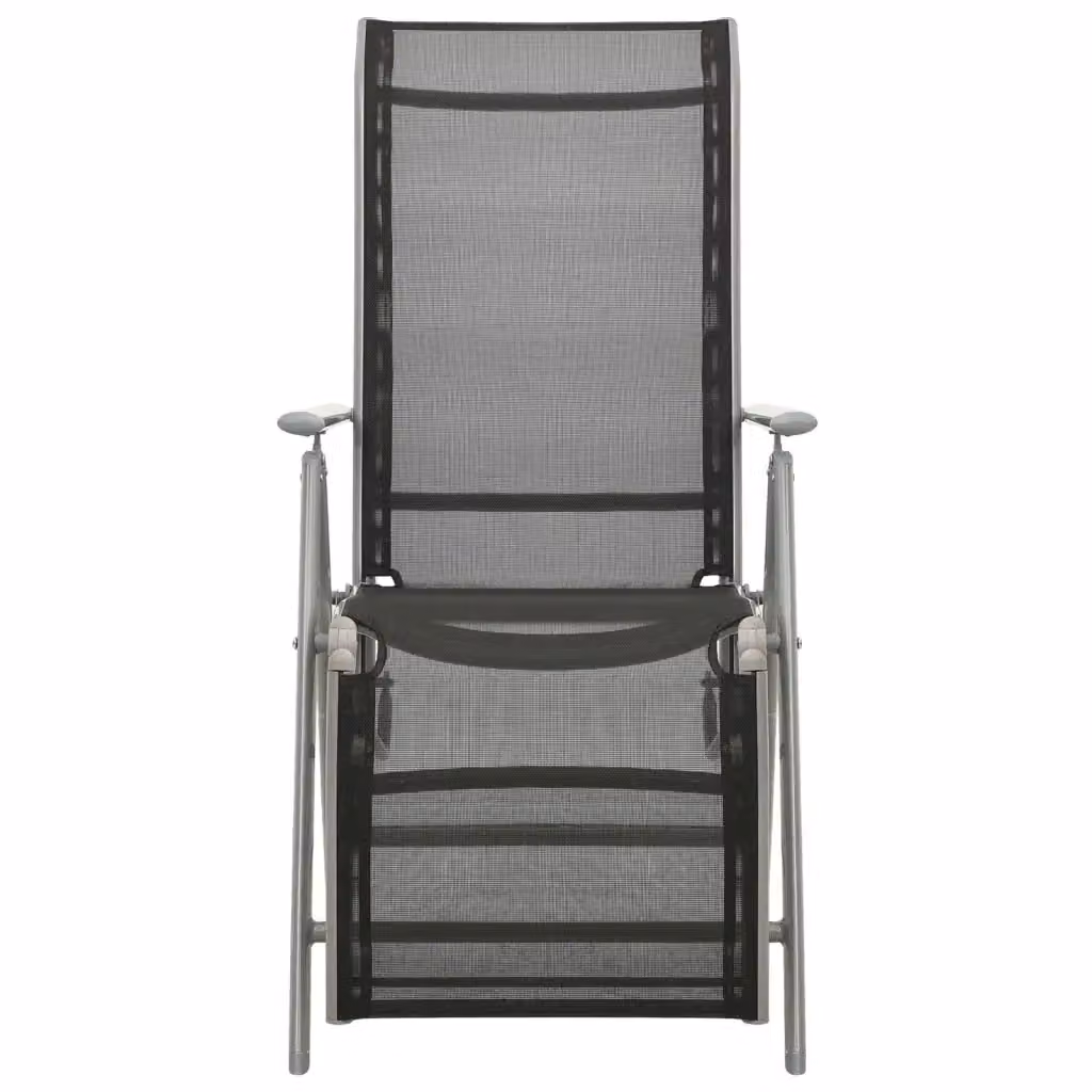 Set di 2 sedie da giardino reclinabili vidaXL in alluminio verniciato e textilene, colore argento, nero e grigio, con braccioli – 2