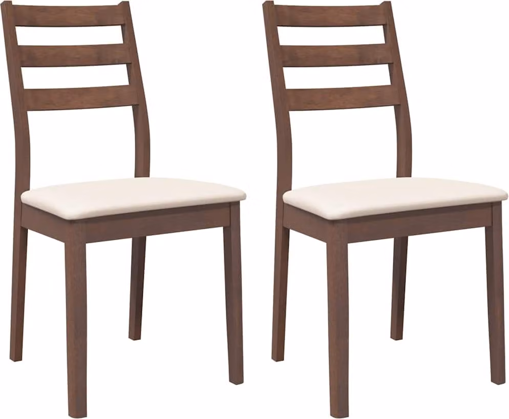 Sedie da Pranzo con Cuscini 2pz Marrone Legno Massello di Hevea